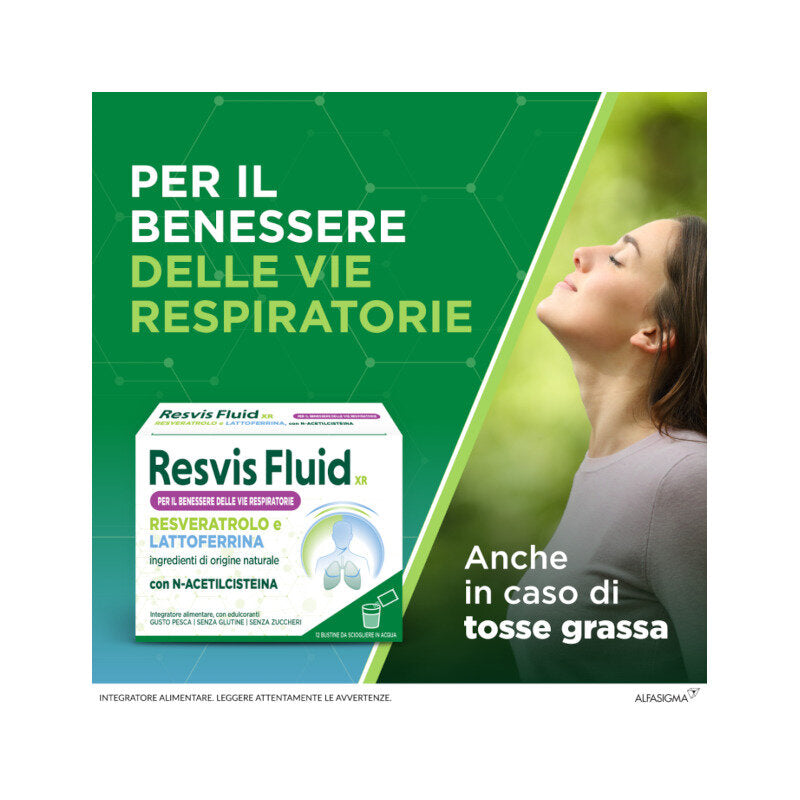 Resvis Fluid XR per fluidificare le secrezioni bronchiali 12 bustine-6