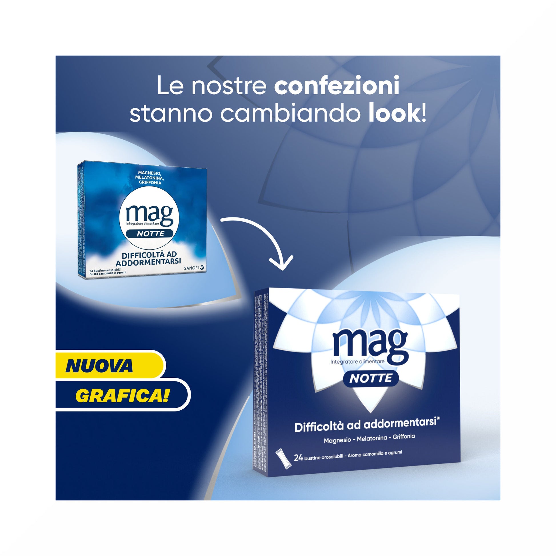 Mag Notte Integratore a base di Melatonina, Magnesio e Griffonia Dormire Bene, Favorire Rilassamento e Qualità Sonno 24 bustine-13