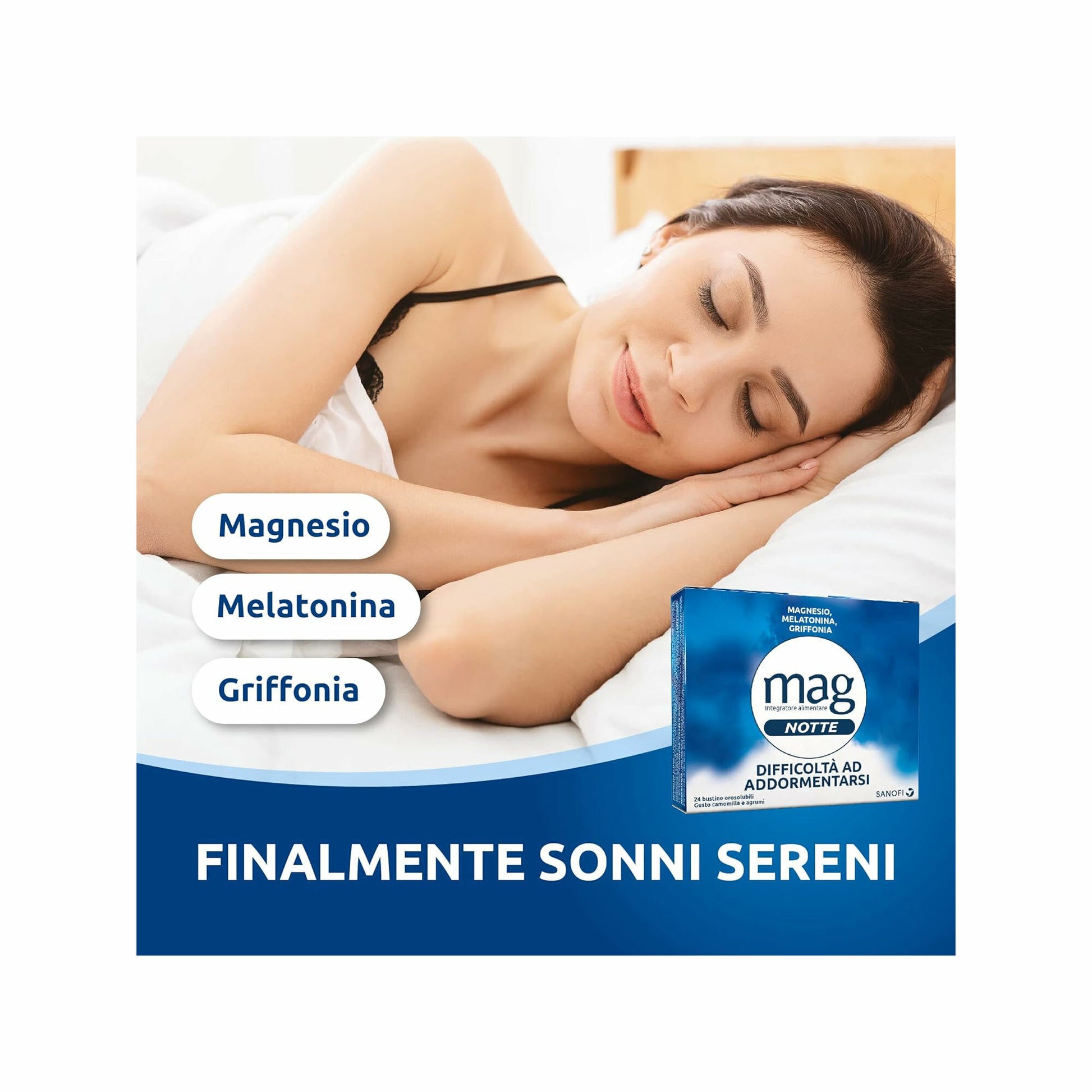 Mag Notte Integratore a base di Melatonina, Magnesio e Griffonia Dormire Bene, Favorire Rilassamento e Qualità Sonno 24 bustine-10