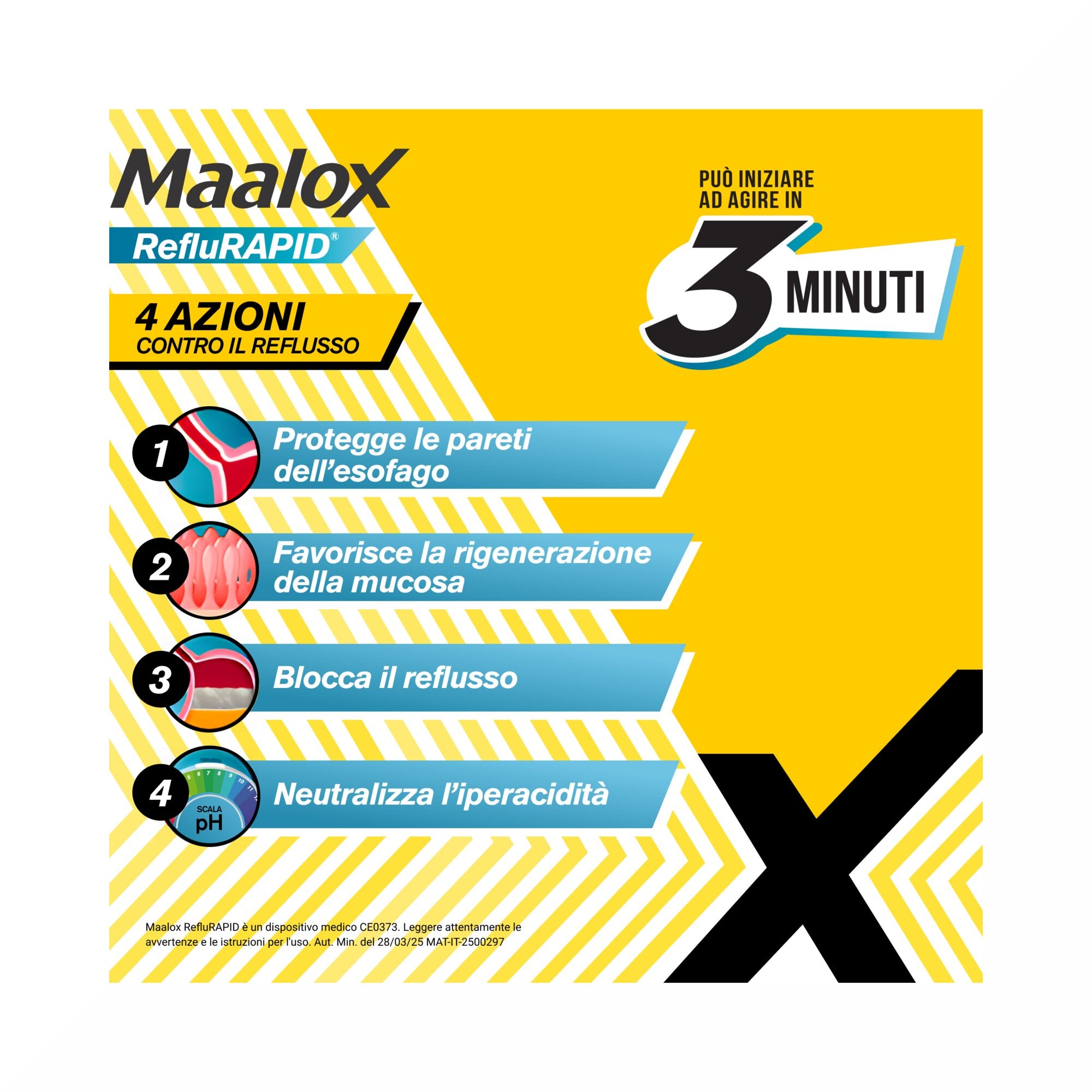 Maalox Reflurapid Blocca il Reflusso Neutralizza il Bruciore da Iperacidità 20 Bustine-3