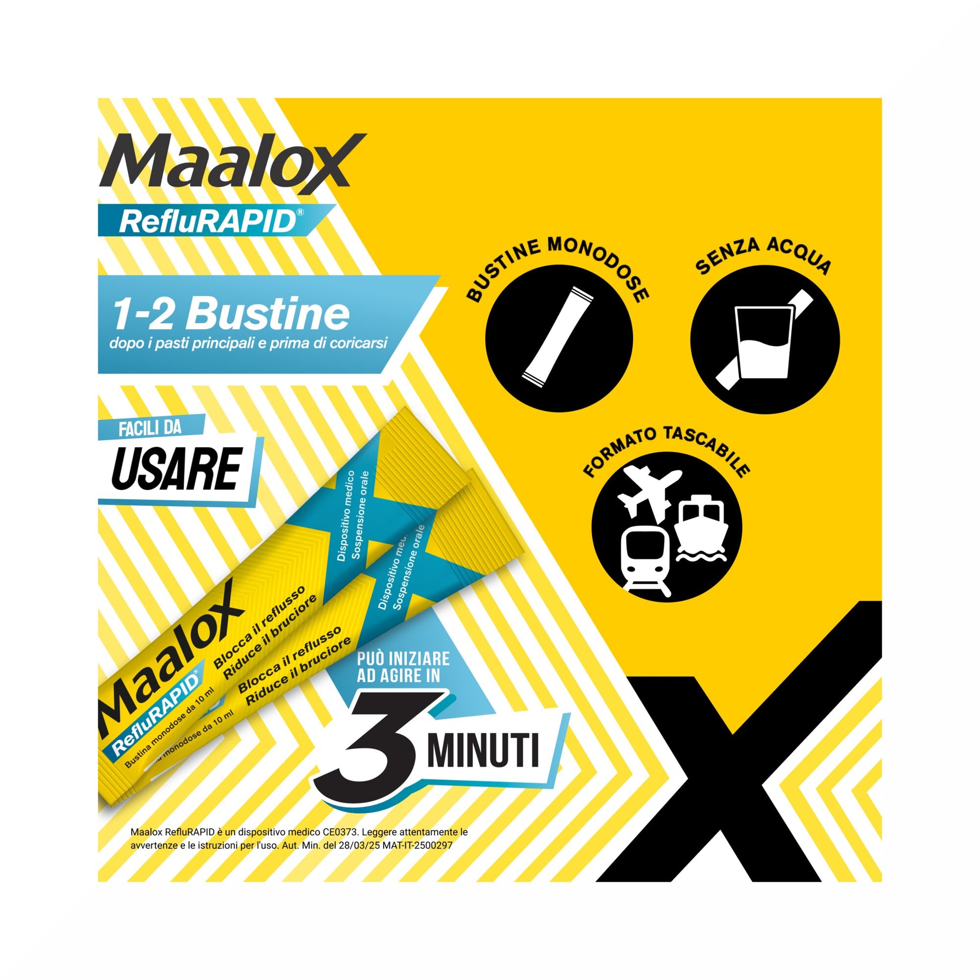 Maalox Reflurapid Blocca il Reflusso Neutralizza il Bruciore da Iperacidità 20 Bustine-6