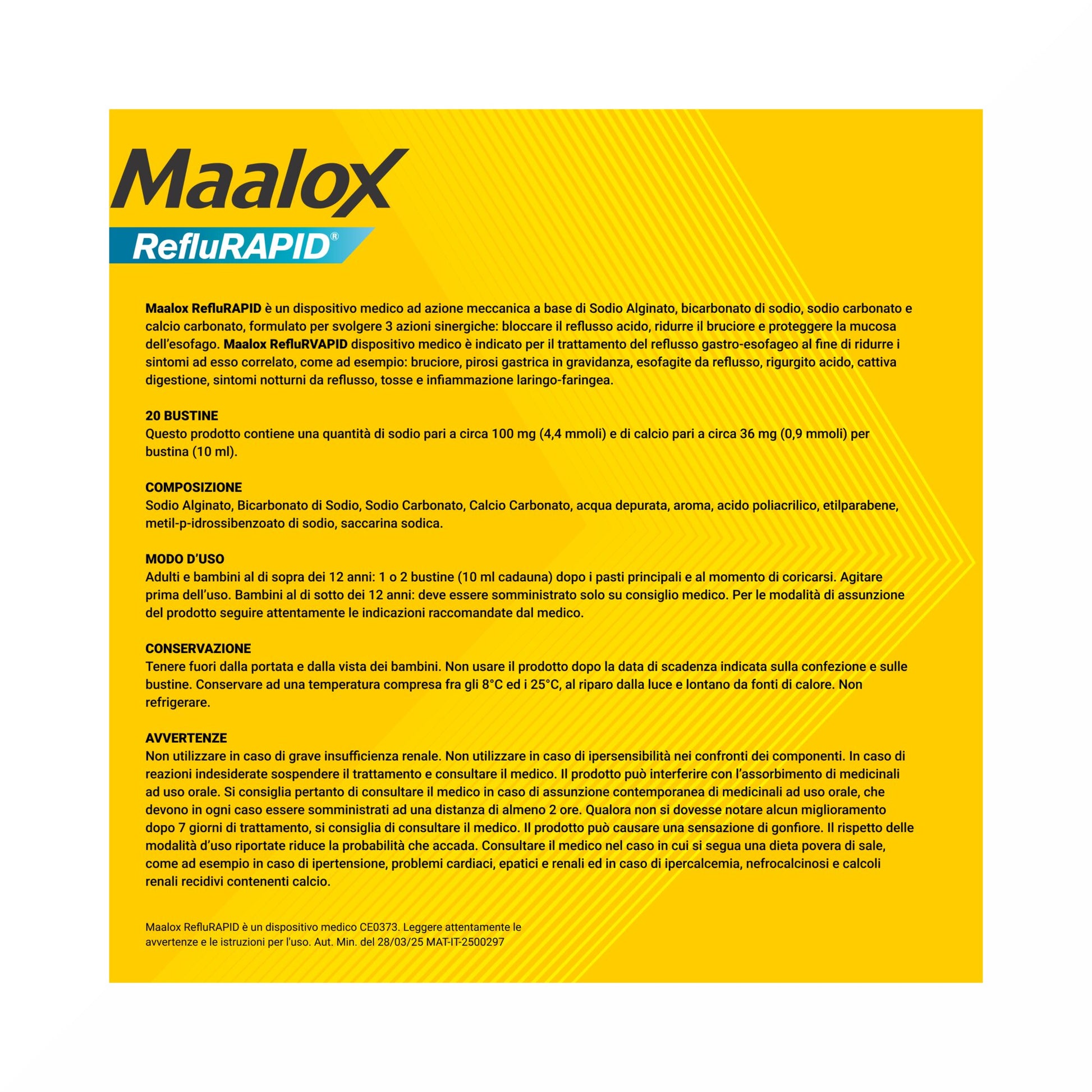 Maalox Reflurapid Blocca il Reflusso Neutralizza il Bruciore da Iperacidità 20 Bustine-8