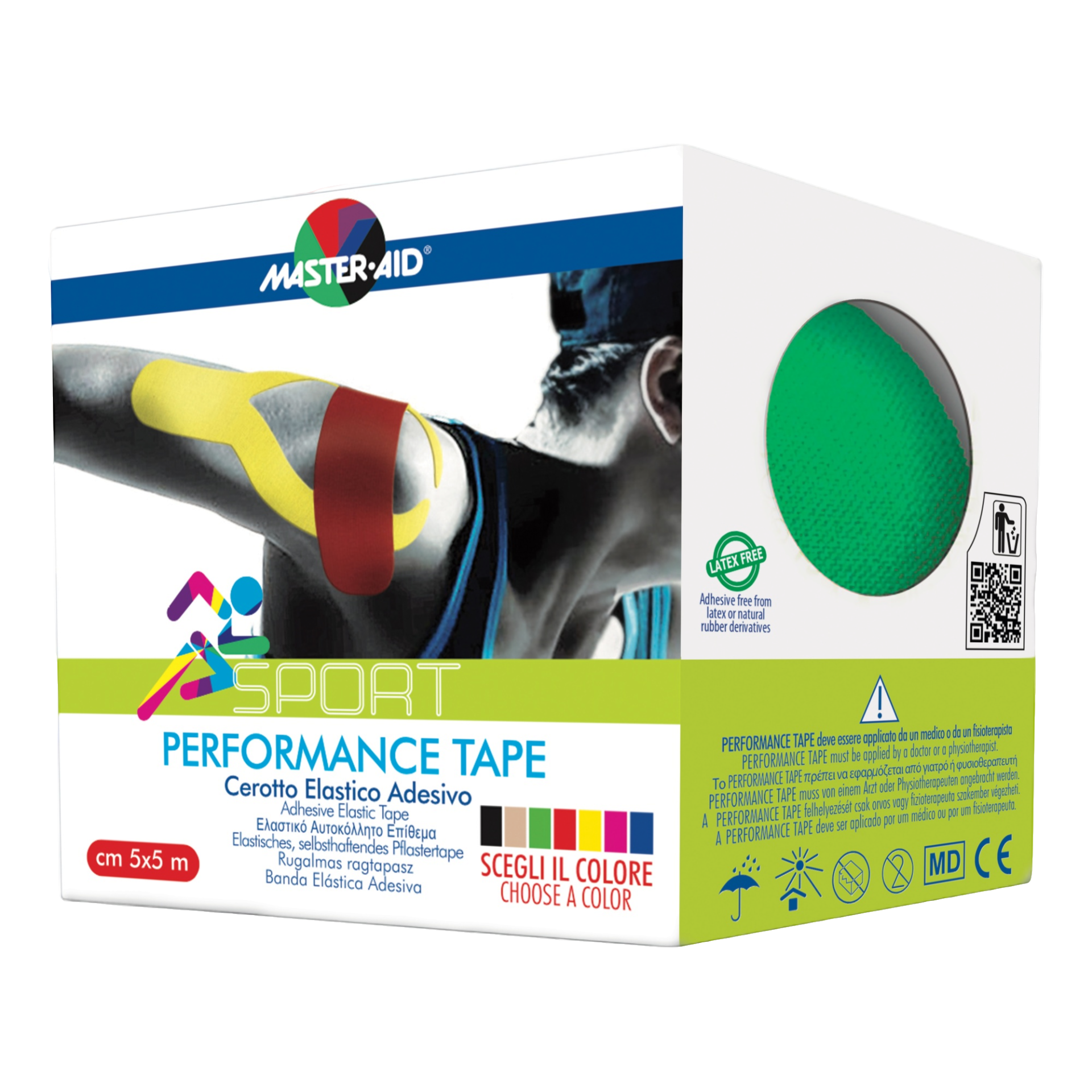 Master-Aid Sport Performance Tape cerotto elastico adesivo colore verde 5x500cm