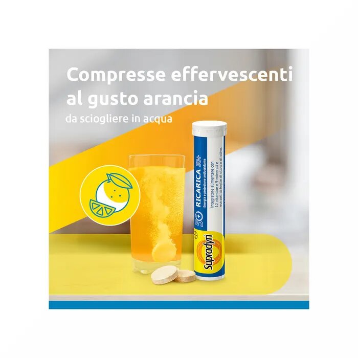 Supradyn Ricarica 50+ Integratore di Vitamine  Gusto Arancia 15 Compresse effervescenti-4