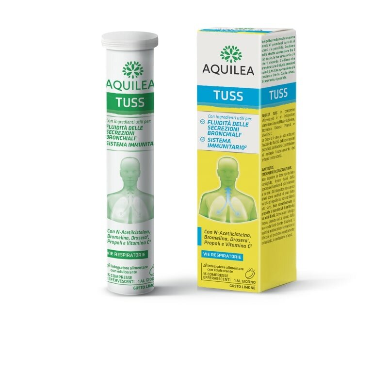 Aquilea Tuss vie respiratorie 15 compresse effervescenti gusto limone-2
