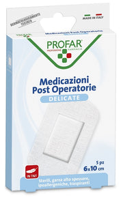 Medicazione Post Operatoria Sterile Garza Antiaderente 6x10 cm 5 Pezzi Profar-0