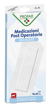 Medicazione Post Operatoria Sterile Garza Antiaderente 10x25 cm 3 Pezzi Profar-0
