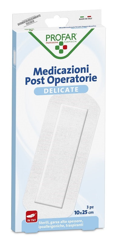 Medicazione Post Operatoria Sterile Garza Antiaderente 10x25 cm 3 Pezzi Profar-0