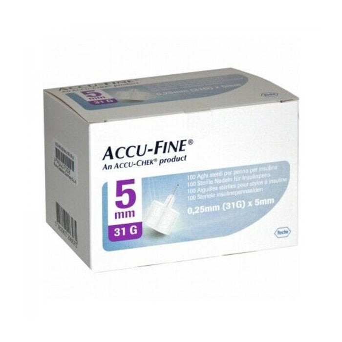 Accu-Fine Ago Penna Insulina Gauge 31 5mm 100 Pezzi-2