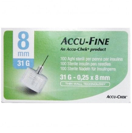 Accu-Fine aghi sterili per penna insulina G31 8mm 100 pezzi-2