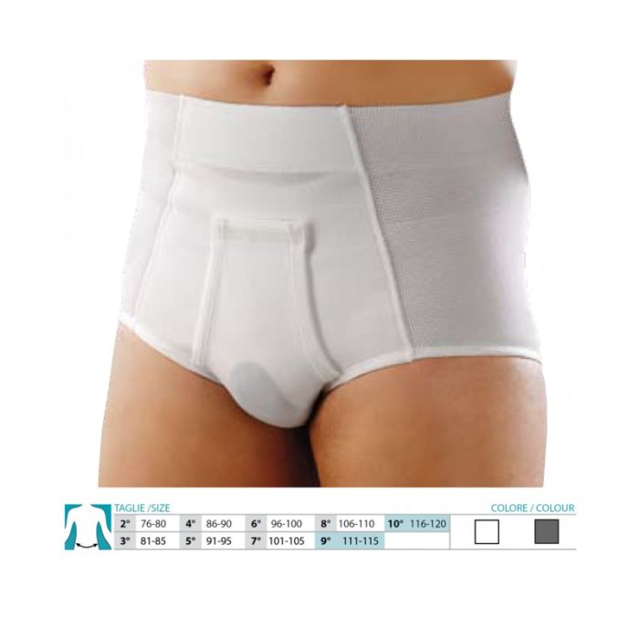 Orione 316 Cintoslip Erniario Uomo Alto Aperto con Pelotte Grigio Misura 5-1
