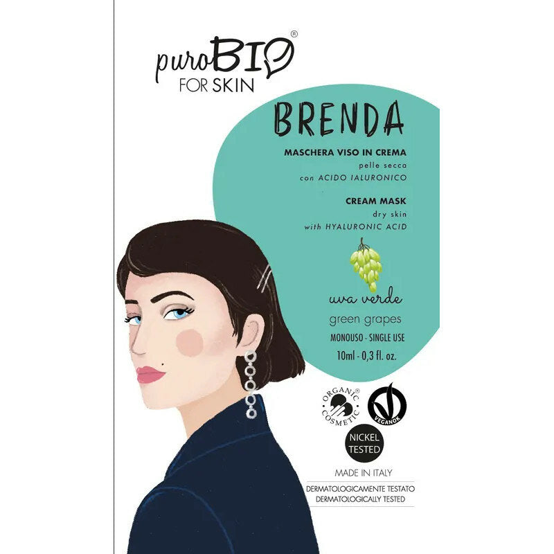 PuroBio Brenda Maschera Viso in crema all'uva verde per pelle secca 10ml-2