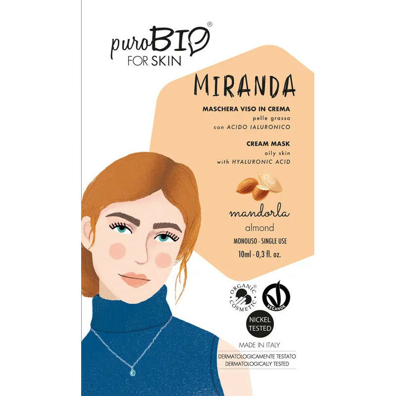 PuroBio Miranda Maschera Viso in crema alla mandorla per pelle grassa 10ml-2