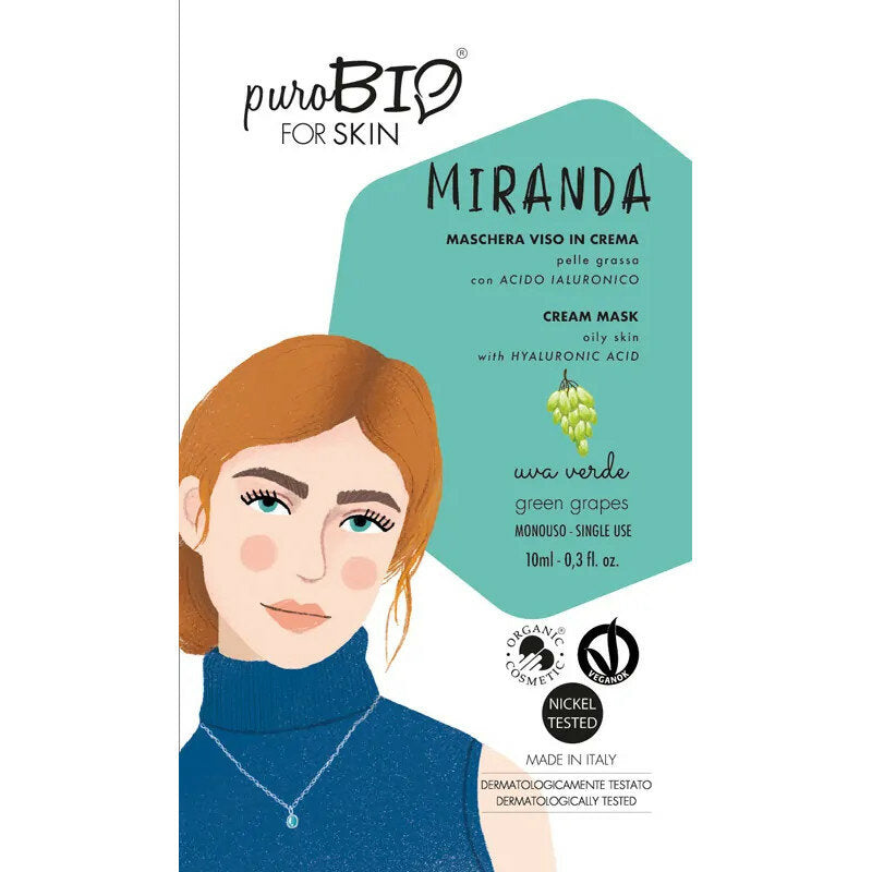 PuroBio Miranda Maschera Viso in crema all'uva verde per pelle grassa 10ml-2