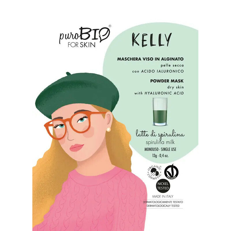 PuroBio Kelly Maschera Viso in alginato al latte di spirulina per pelle secca 13g-2