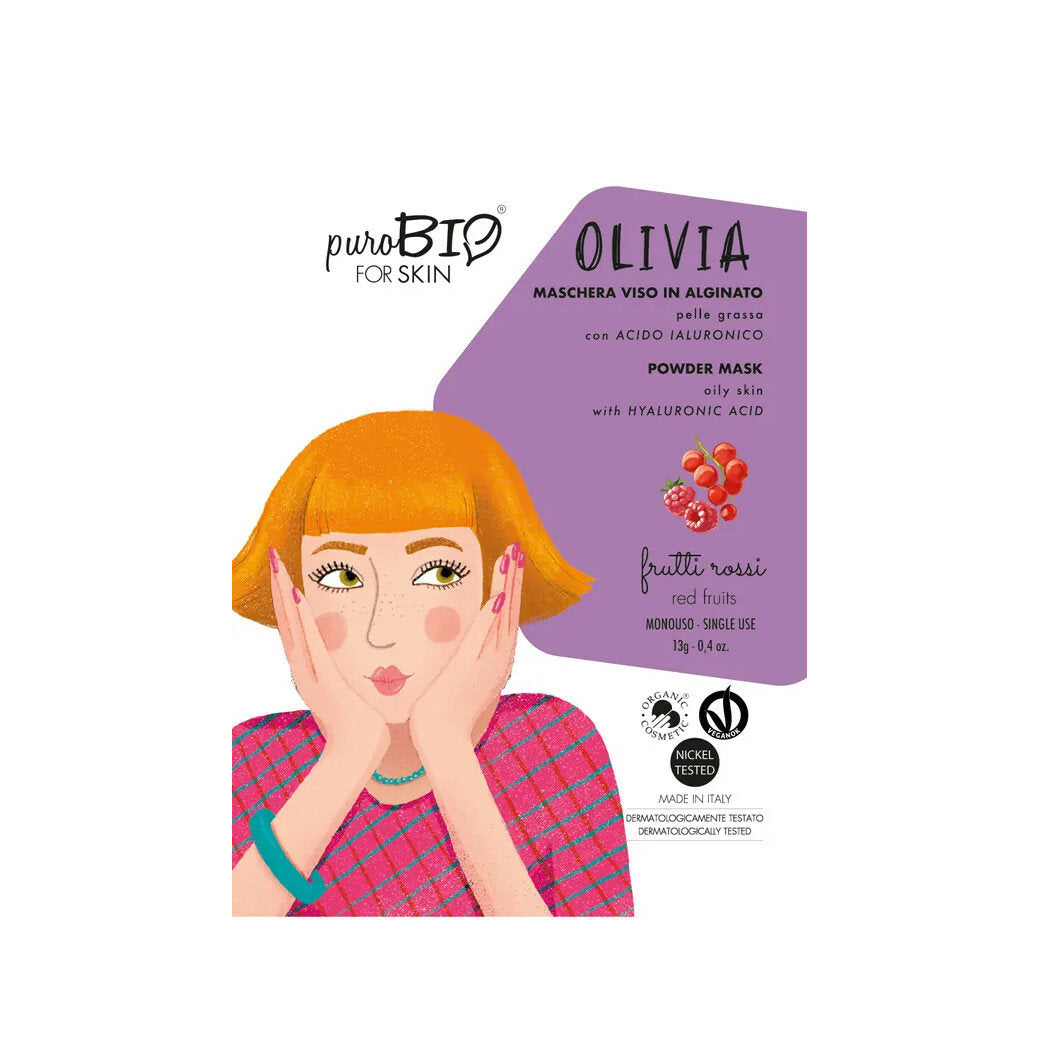 PuroBio Olivia Maschera Viso in alginato ai frutti rossi per pelle grassa 13g-2