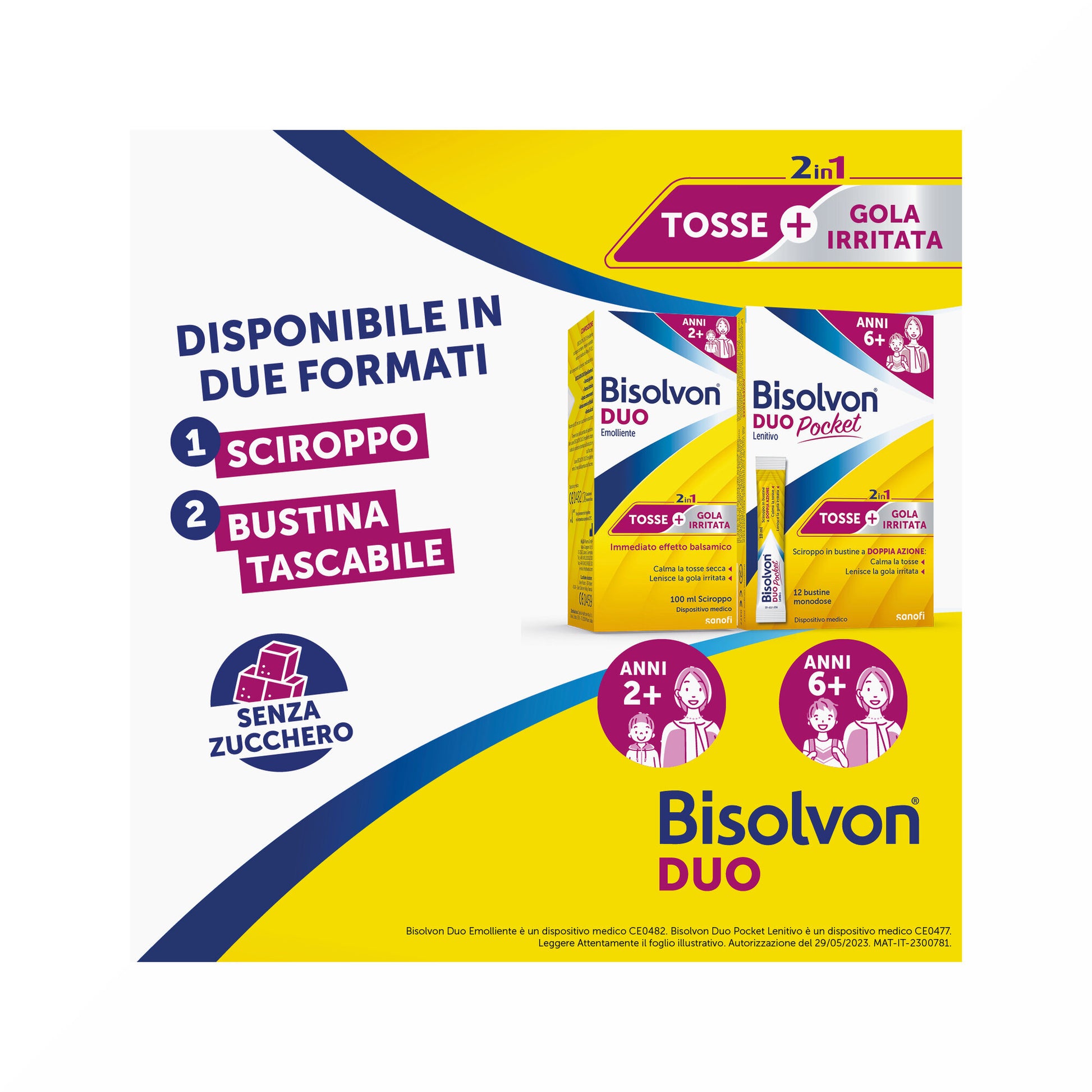 Bisolvon Duo Pocket Lenitivo Sciroppo in Bustina Contro Tosse e Gola Irritata, Adulti Bambini, 12 Bustine Monodose-12