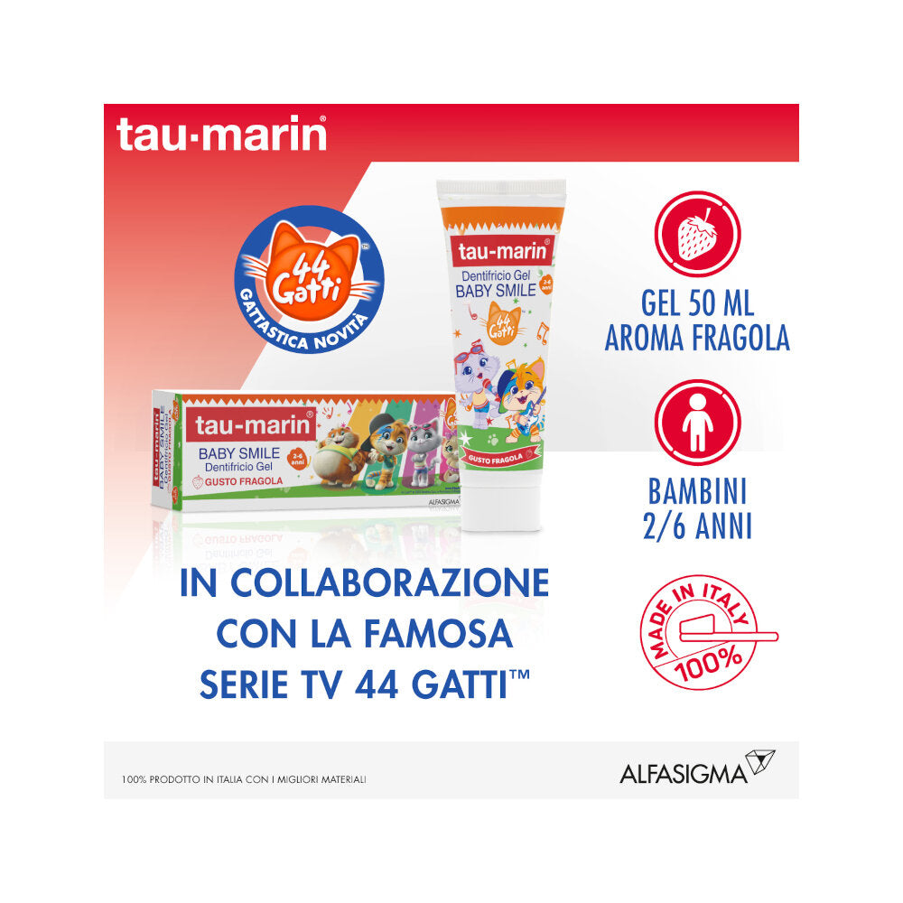 Tau-Marin Baby Smile 44 Gatti dentifricio gel gusto fragola 2-6 anni 50ml-2
