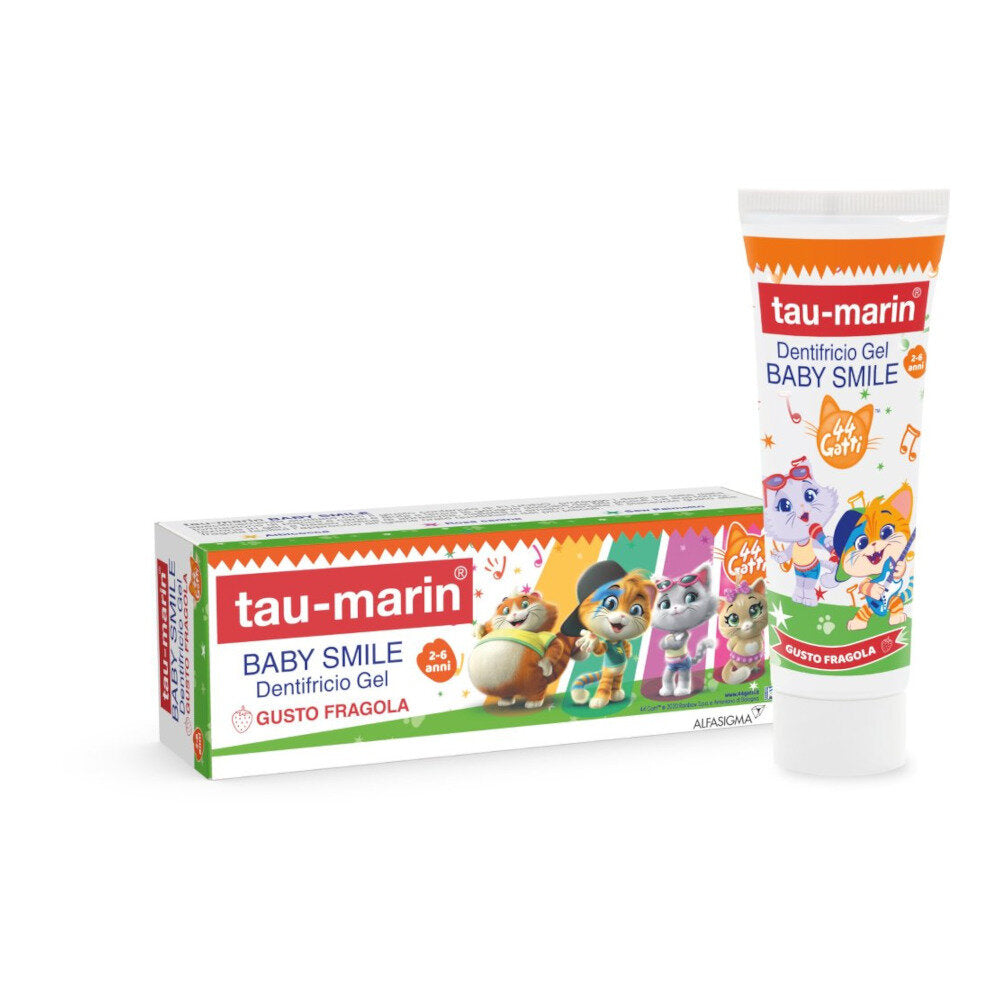 Tau-Marin Baby Smile 44 Gatti dentifricio gel gusto fragola 2-6 anni 50ml-3