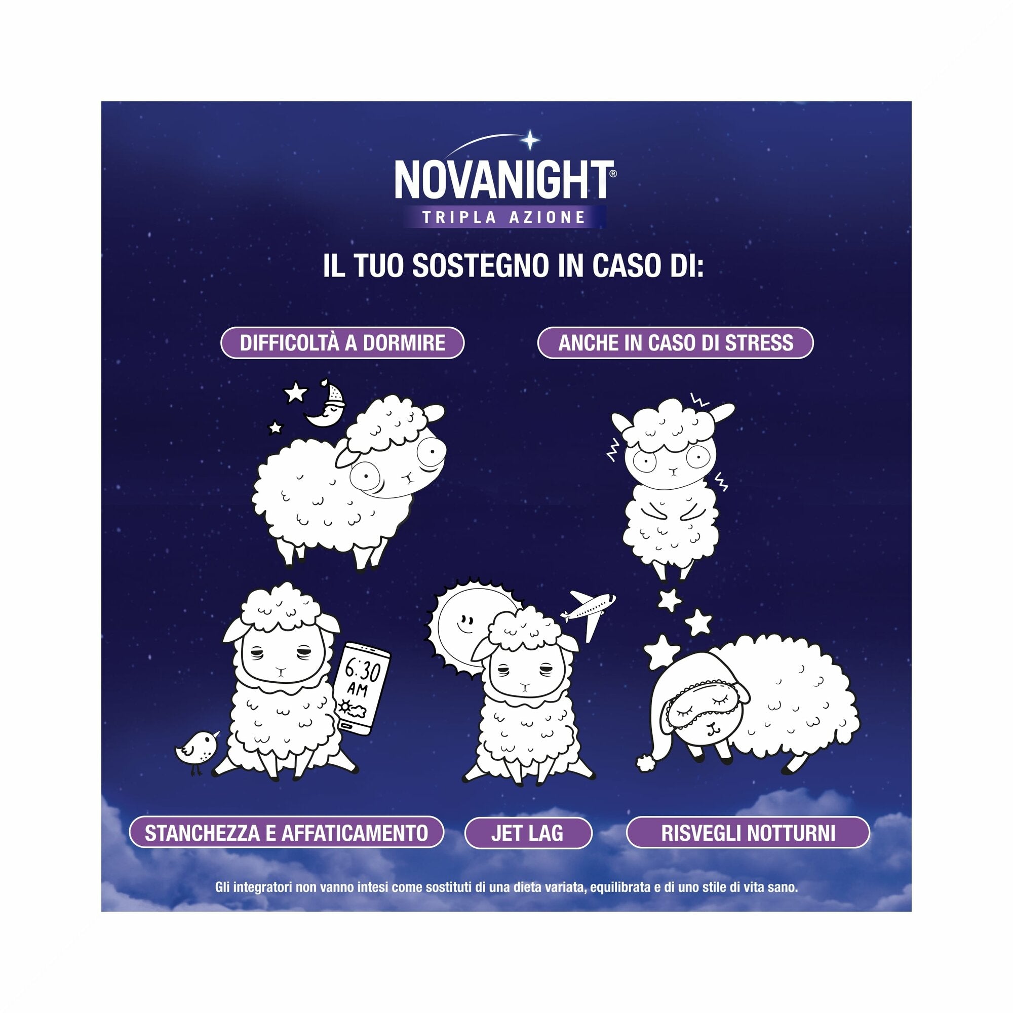 Novanight Tripla Azione con Melatonina per Dormire Magnesio Griffonia 20 Bustine Orosolubili-4