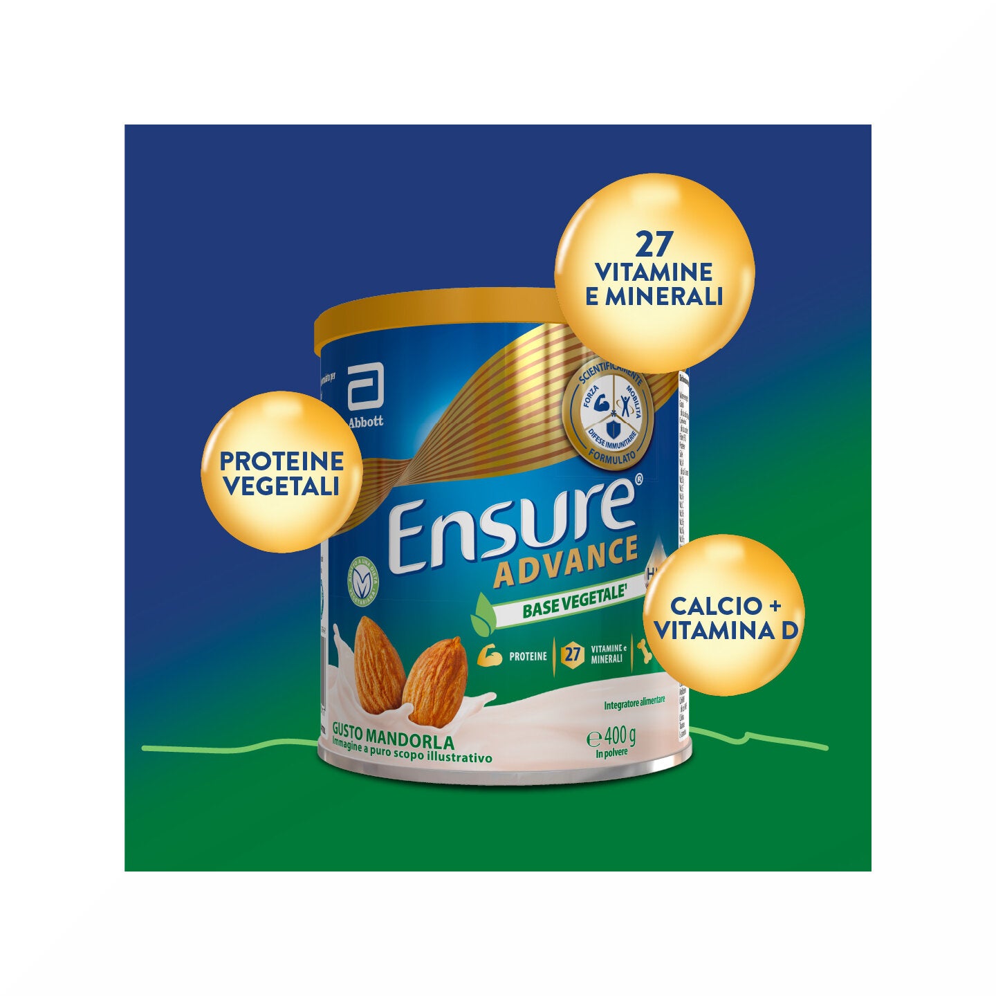 Ensure Advance Base Vegetale Integratore alimentare con Proteine Vegetali Gusto Mandorla 400g-3