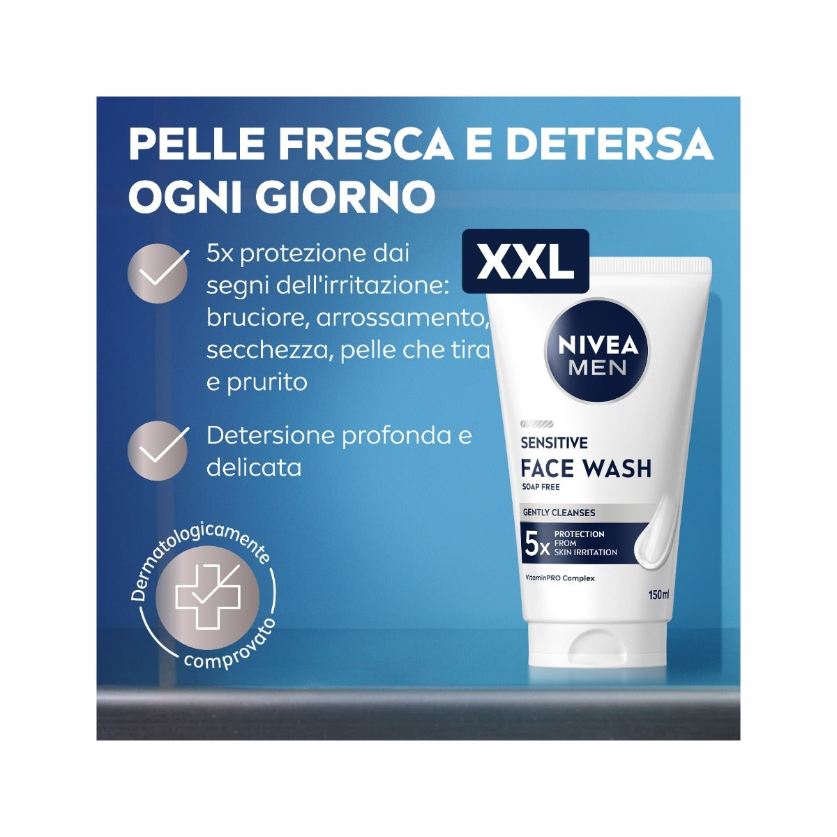 Nivea Men Sensitive Gel Detergente Viso Uomo XXL 150ml-3