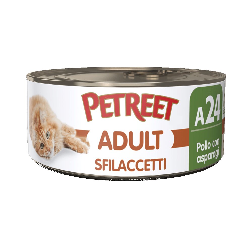 Petreet Natura Sfilaccetti di Pollo con Asparagi alimento umido per gatti adulti 70g-2