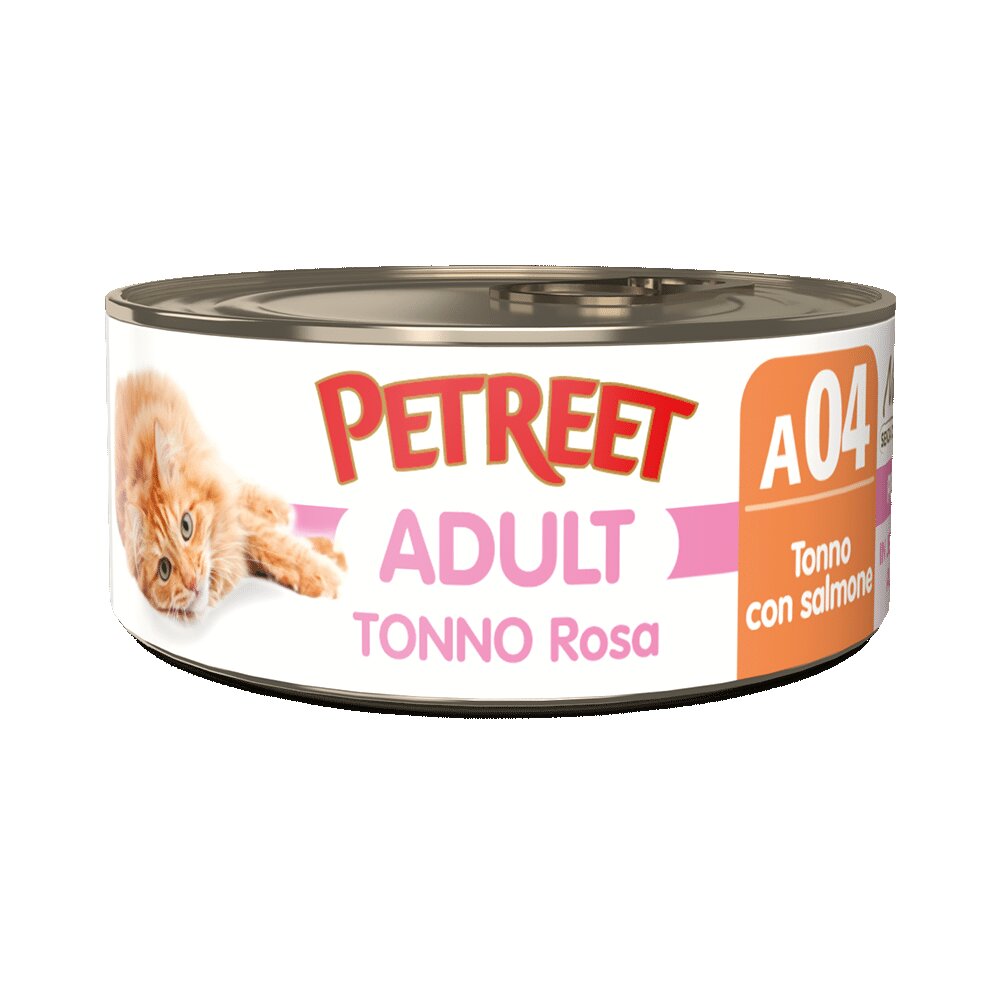 Petreet Natura Tonno Rosa con Salmone alimento umido per gatti adulti 70g-2