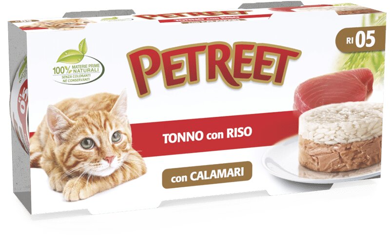 Petreet Tonno Riso Con Calamari Cibo Umido Per Gatti Adulti 2 x170g-3