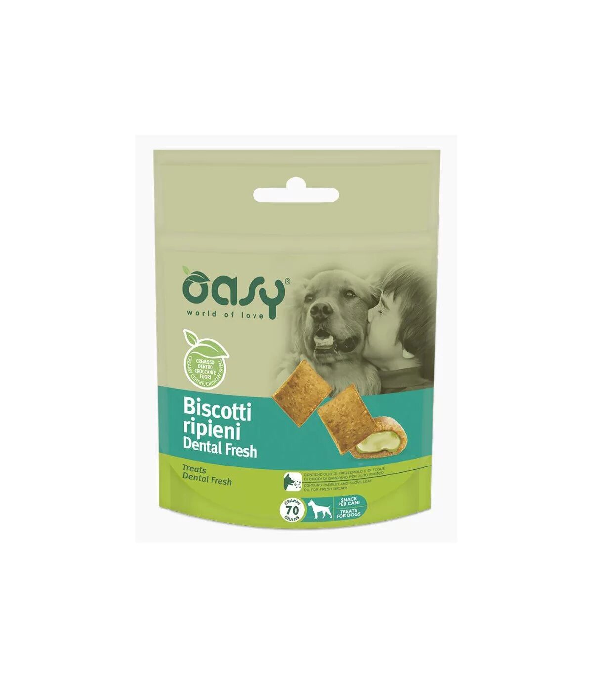 Oasy Snack Cane Biscotti Ripieni Dental Fresh 70g-1
