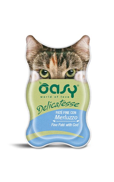 Oasy Wet Cat Delicatessse Patè Con Merluzzo Per Gatti 85g-1