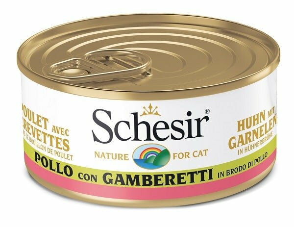 Schesir Pollo Con Gamberetti Cibo Umido Gatti Adulti Lattina 70g-2