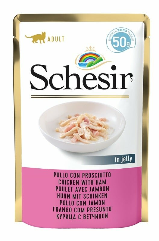 Schesir Pollo Con Prosciutto In Jelly Cibo Umido Gatti Adulti Bustina 50g-2