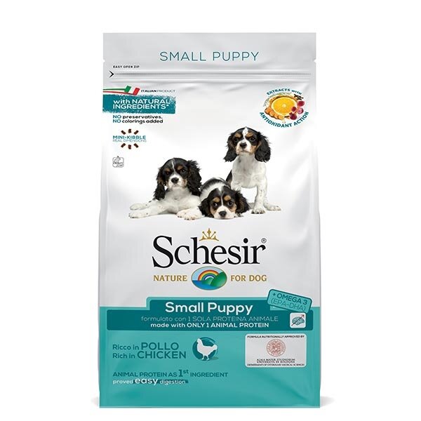Schesir Ricco In Pollo Cibo Secco Cani Cuccioli Taglia Piccola Sacco 800g-2