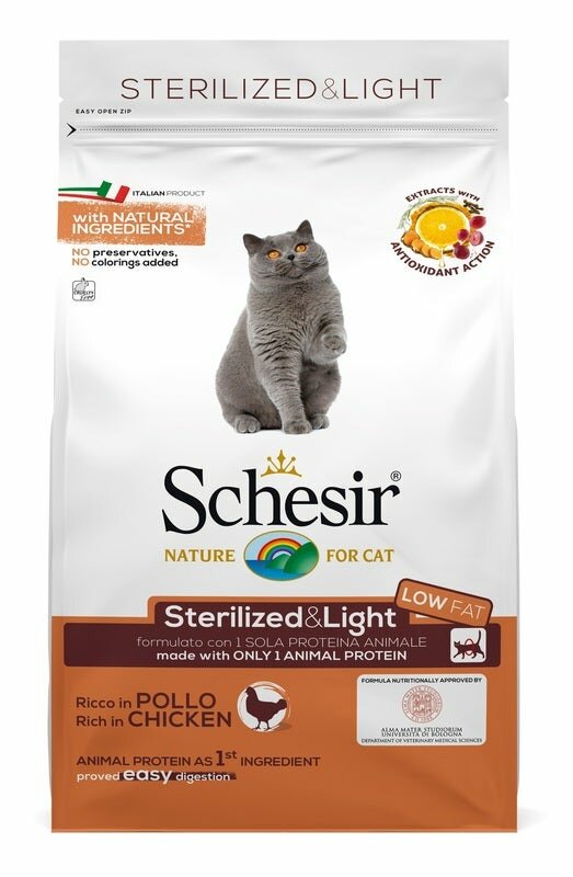 Schesir Sterilized&Light Croccantini Con Pollo Per Gatti Adulti Sacco 1,5kg-2