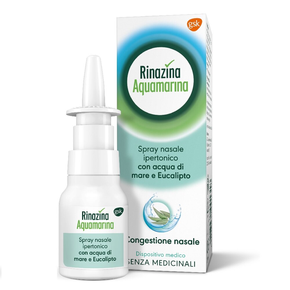 Rinazina Aquamarina Spray Nasale Ipertonico Decongestionante Raffreddore Acqua Mare Eucalipto 20 ml-8