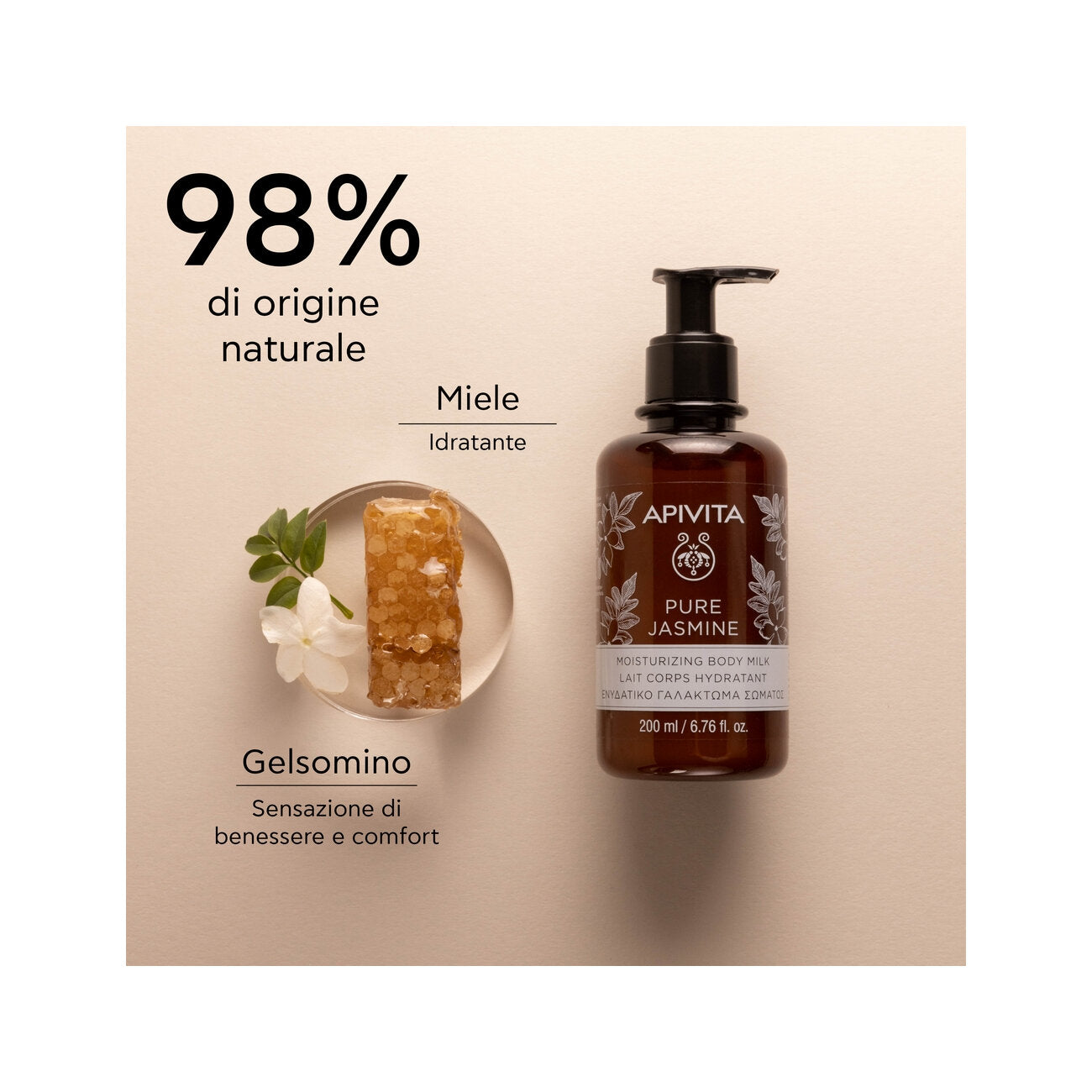 Apivita Jasmine Body Milk latte corpo idratante 200ml-3