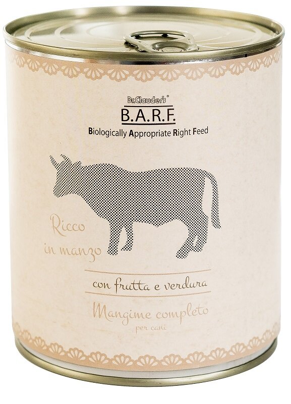 Barf Mangime Per Cane Completo Manzo Con Frutta e Verdura 800g-1