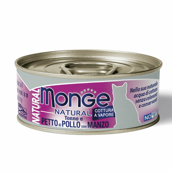Monge Natural Tonno E Petto Di Pollo Con Manzo Cibo Umido Per Gatti Adulti 80g-2