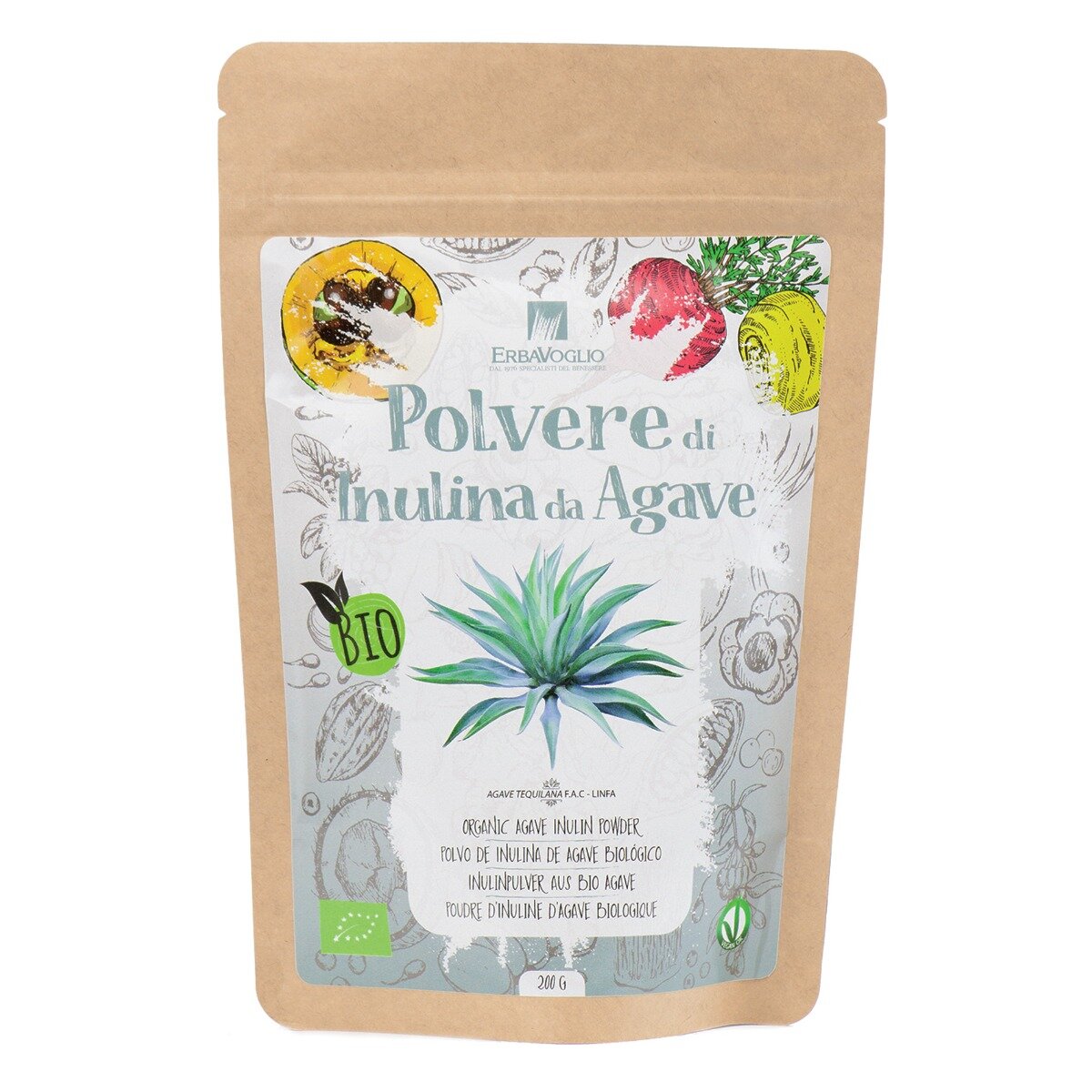 Erbavoglio Inulina da Agave Bio fibra alimentare solubile 200g-2