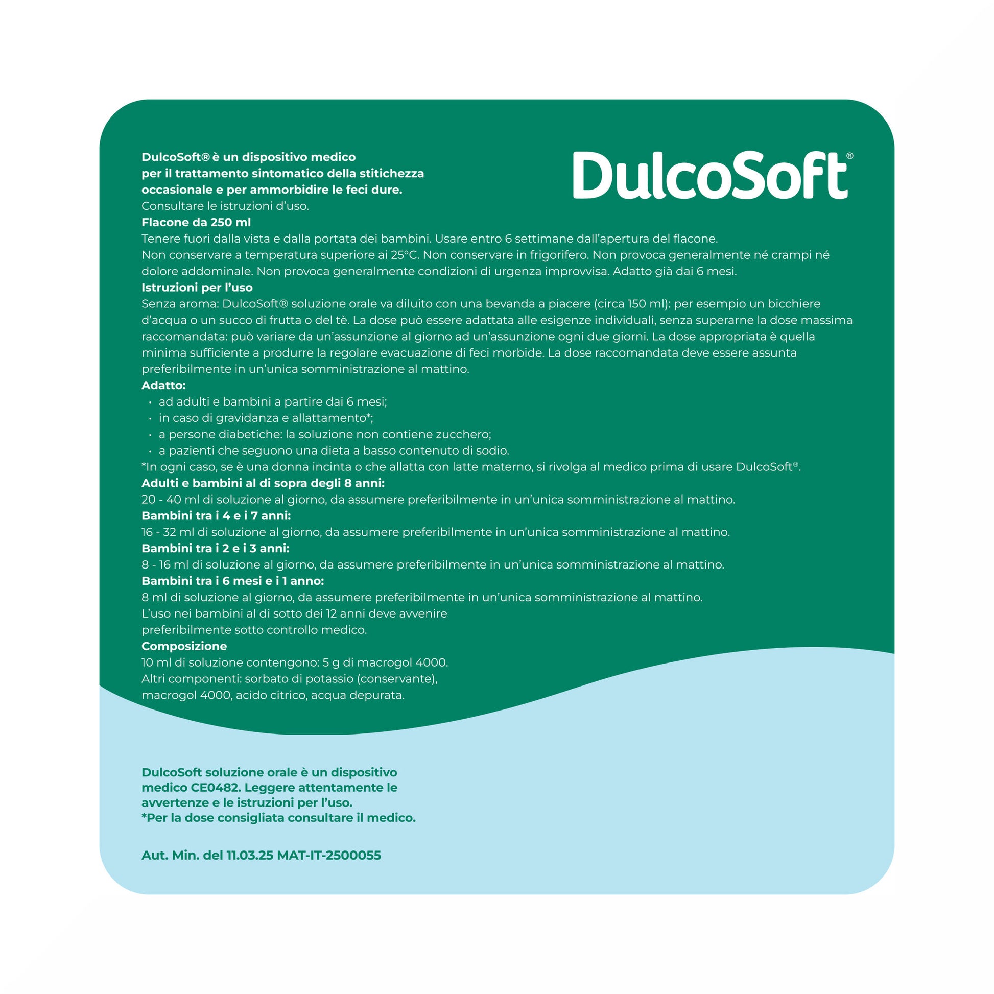 DulcoSoft Lassativo Delicato Macrogol per Stitichezza Soluzione Orale 250ml-7