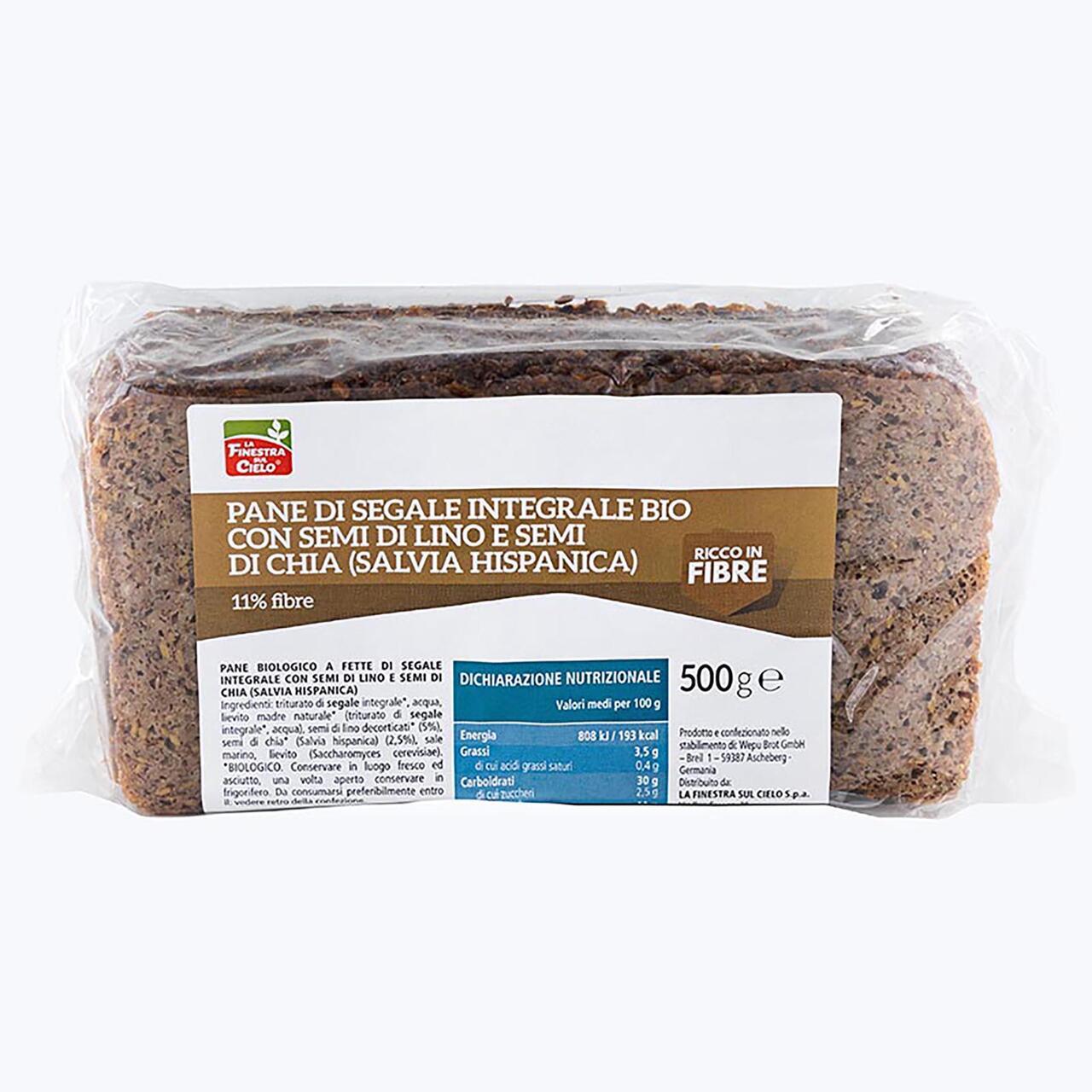 Pane di Segale Integrale con Semi di Lino e Semi di Chia Bio 500 g