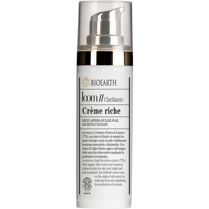 Bioearth Loom Crema Chiarificante Viso Ricca Rughe 30ml-2