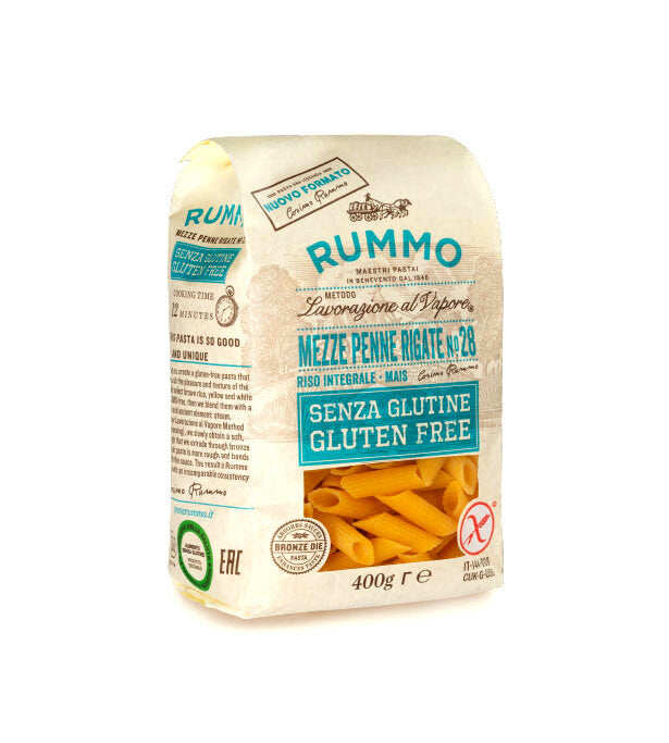 Rummo Mezze Penne Rigate n.28 di riso integrale e mais senza glutine 400g-2
