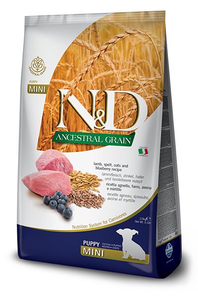 Farmina N&D Ancestral Grain Agnello E Mirtillo Cani Cuccioli Taglia Mini Sacco 800g-1