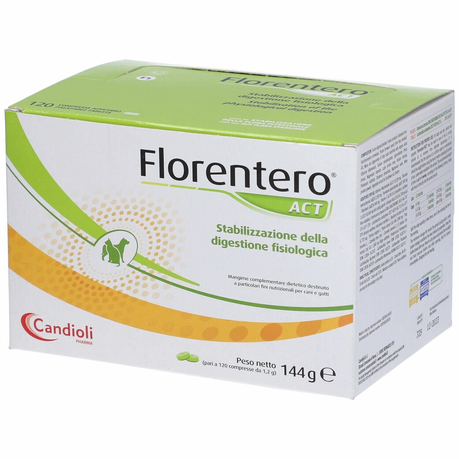 Candioli Florentero Act utile per il benessere intestinale di cani e gatti 120 compresse-3