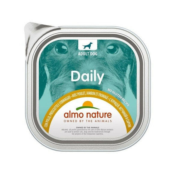 Almo Nature Daily Pollo Prosciutto e Formaggio alimento umido per cani adulti 300g-2