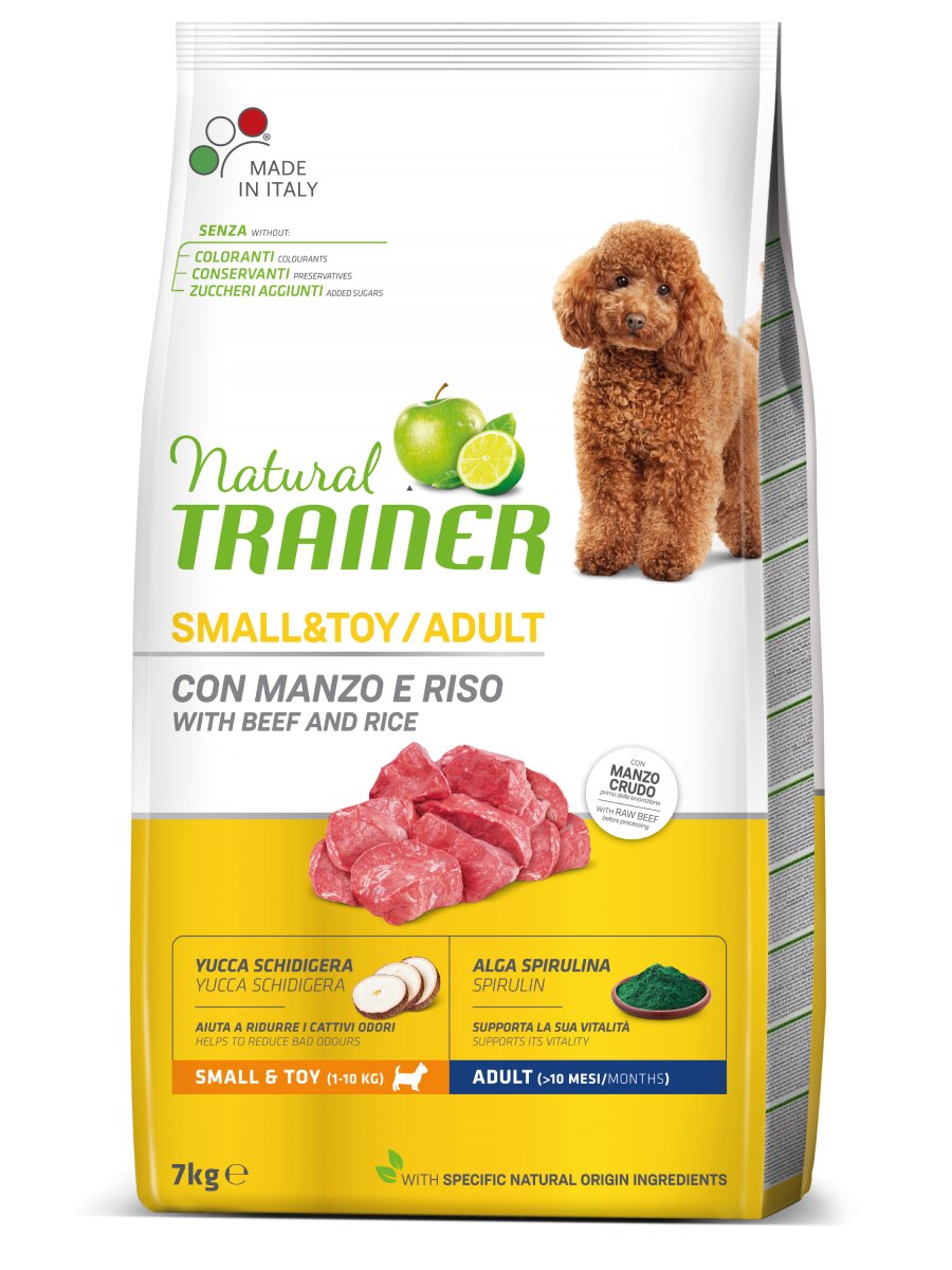 Natural Trainer Crocchette Manzo/Riso Per Cani Adulti Taglia Piccola Sacco 7kg-2