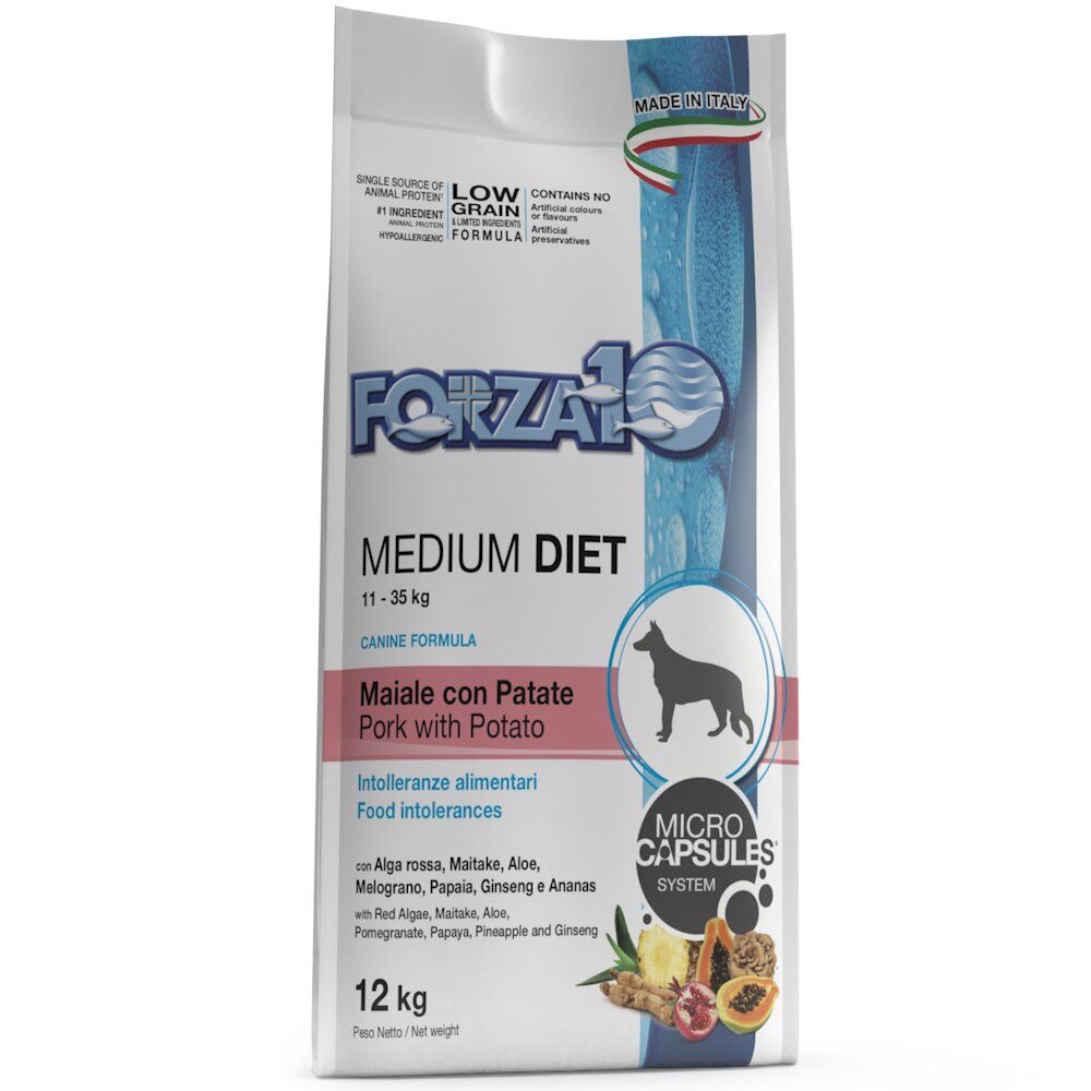 Forza 10 Medium Diet Maiale Con Patate Cibo Secco Per Cani Taglia Media Sacco 12 Kg-2
