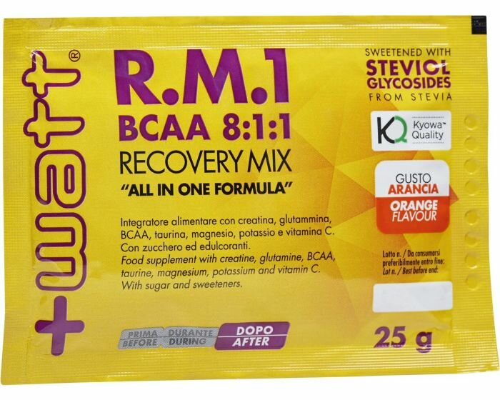 +Watt Recovery Mix R.M.1 BCAA 8:1:1Post Workout Arancia 25g-1